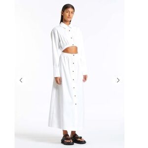 NWT SIR THE LABEL ILKIN DECONSTRUCTED  SHIRT DRESS WHITE COASTAL BEACHWEAR